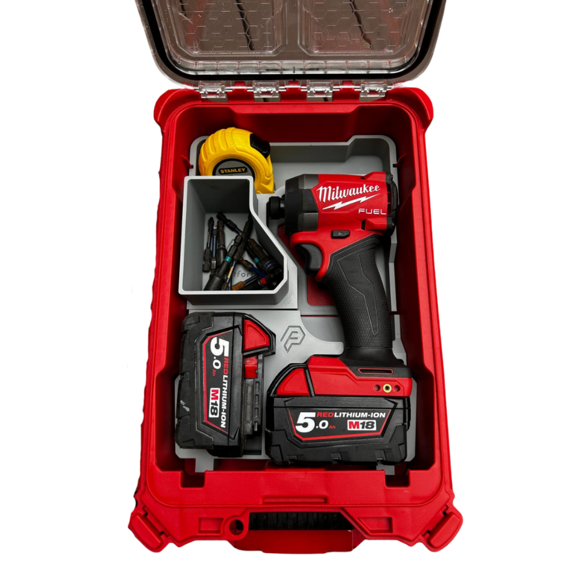 Milwaukee Packout M18 Fuel gen 3
Impact Driver insert with Battery and accessories storage - Storage Box - Organiser Insert - Tools